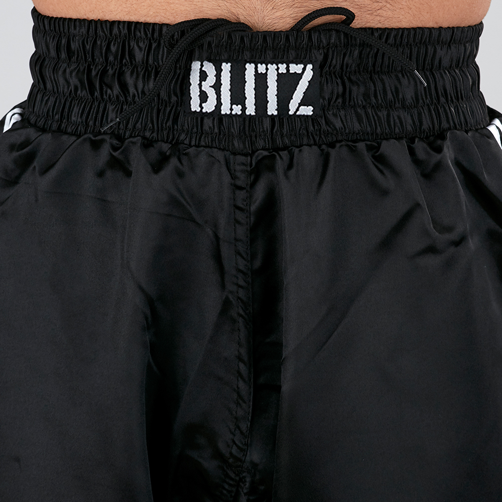 Blitz Adults Kickboxing Trousers Pants Classic Satin Full Contact Black