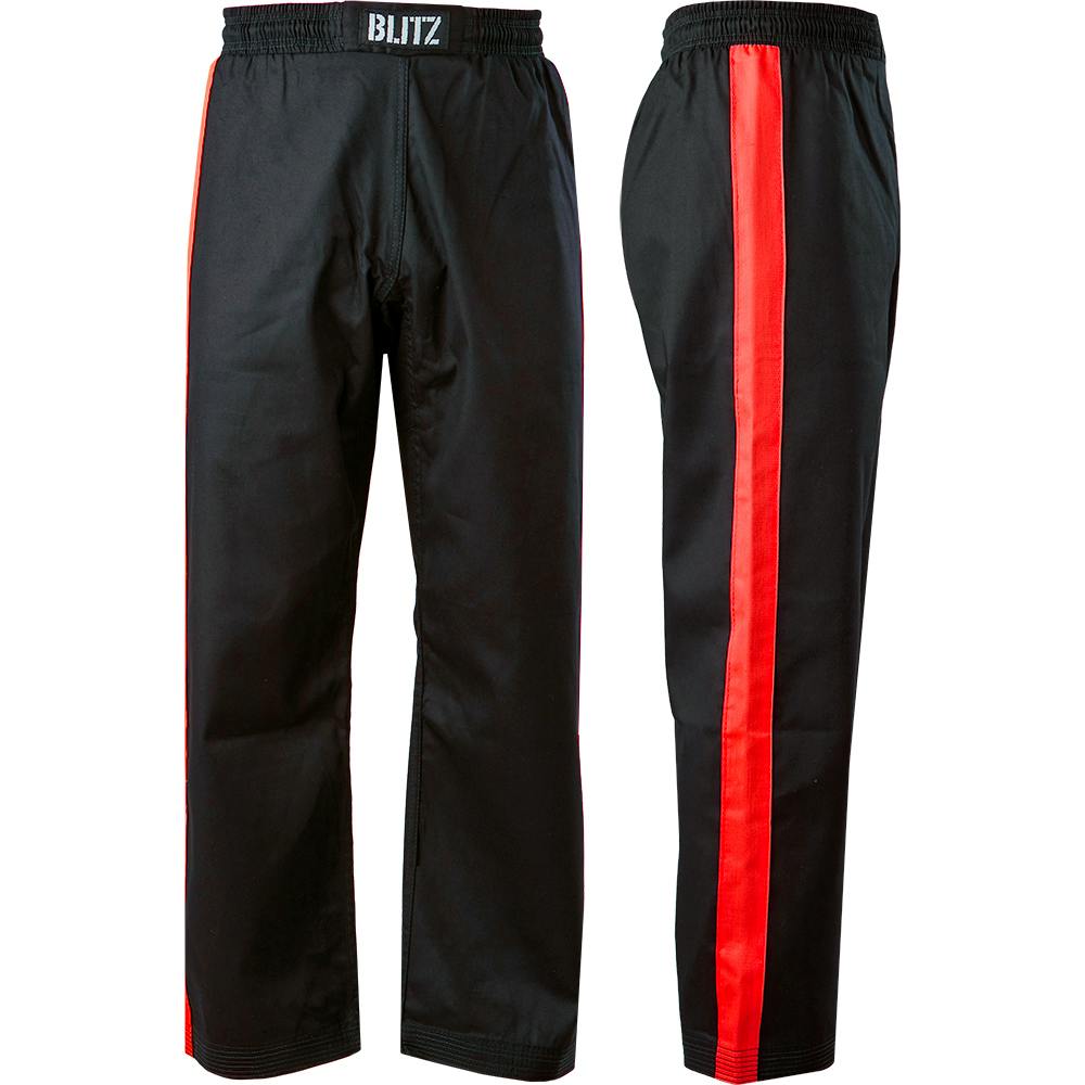 Blitz Martial Art Trousers Black with red stripe 160cm | eBay