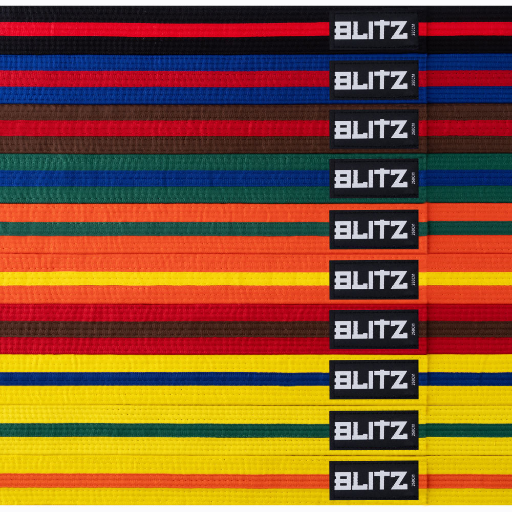 Blitz Karate Belt Colour with Colour Stripe Martial Arts Judo Taekwondo 