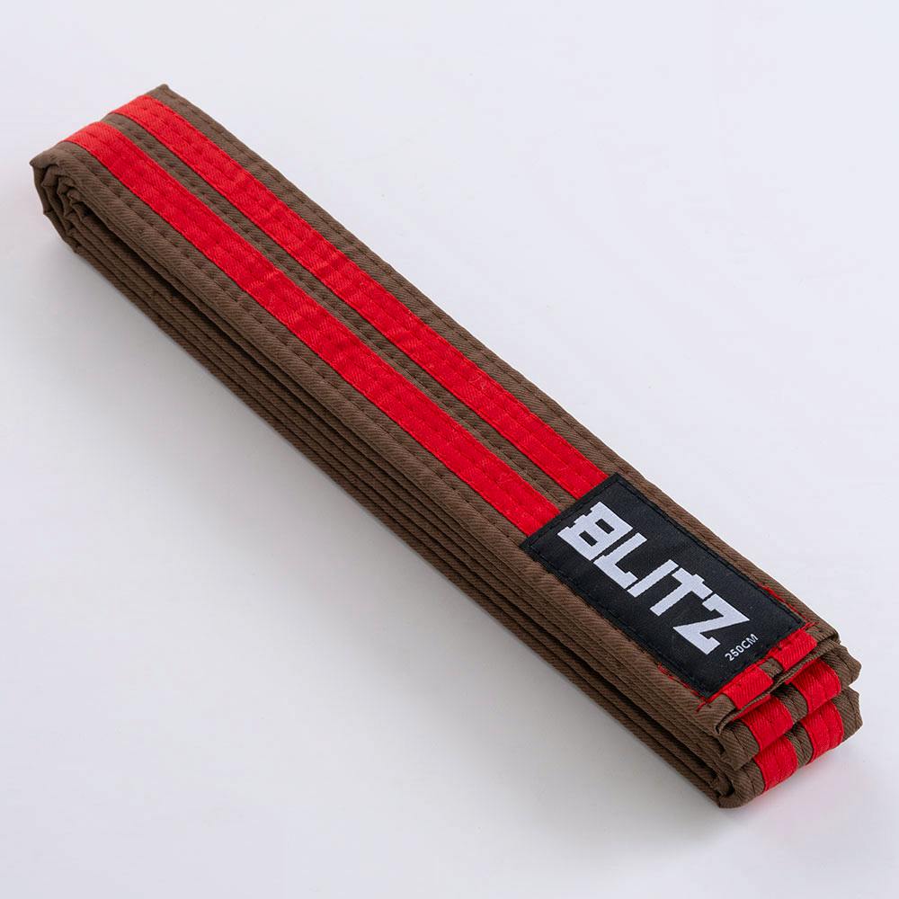 Image of Blitz Colour Belt / Double Stripe - Brown / Red