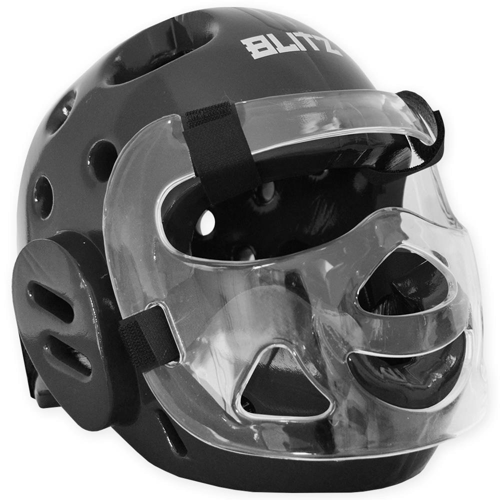 Image of Blitz Dipped Foam Head Guard With Face Shield - Black