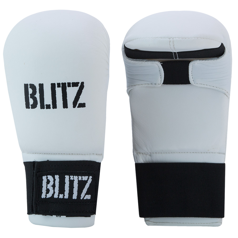 Blitz Karate Mitts Gloves PU Elite Sparring Without Thumb Martial Arts Taekwondo 