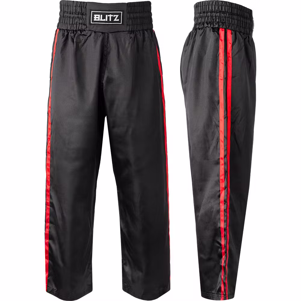 Image of Blitz Classic Satin Contact Trousers - Black / Red