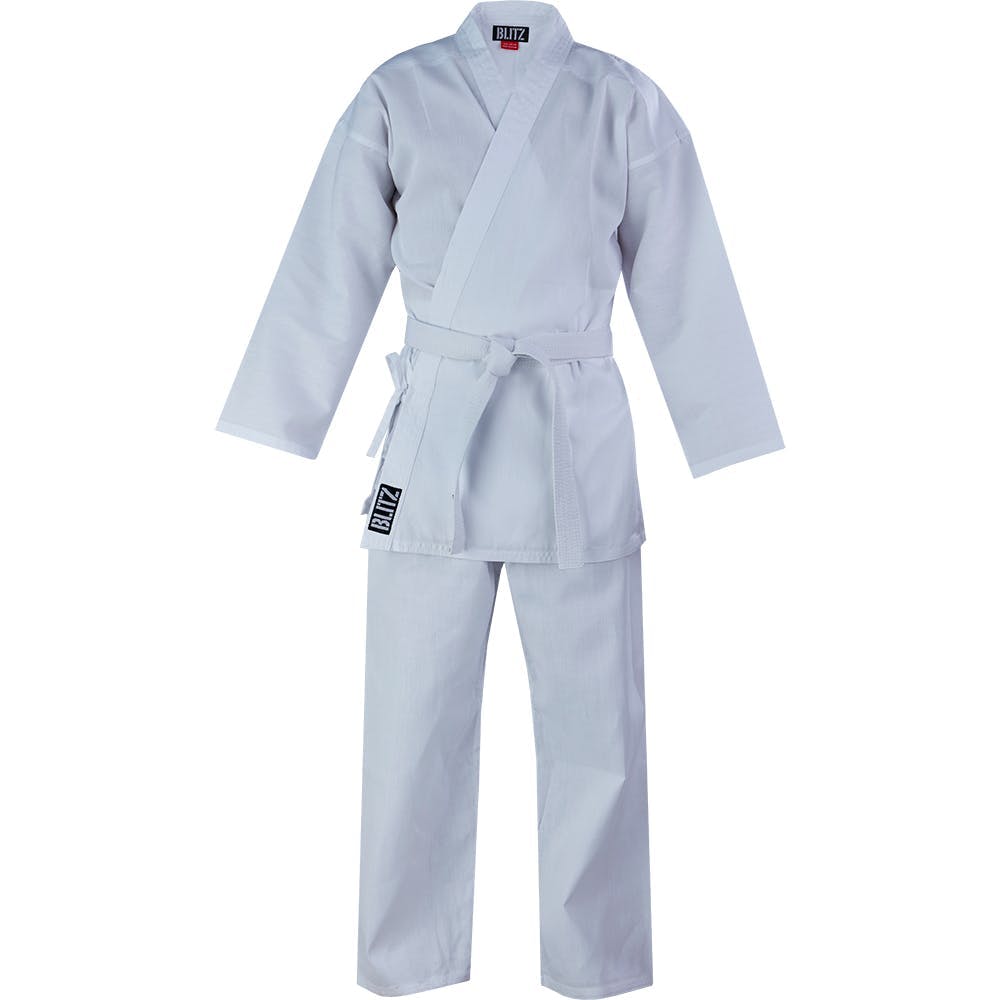 TiaoBug Kids Student Karate Uniform with White Belt Lightweight Outfit Training Practice Clothing Set 