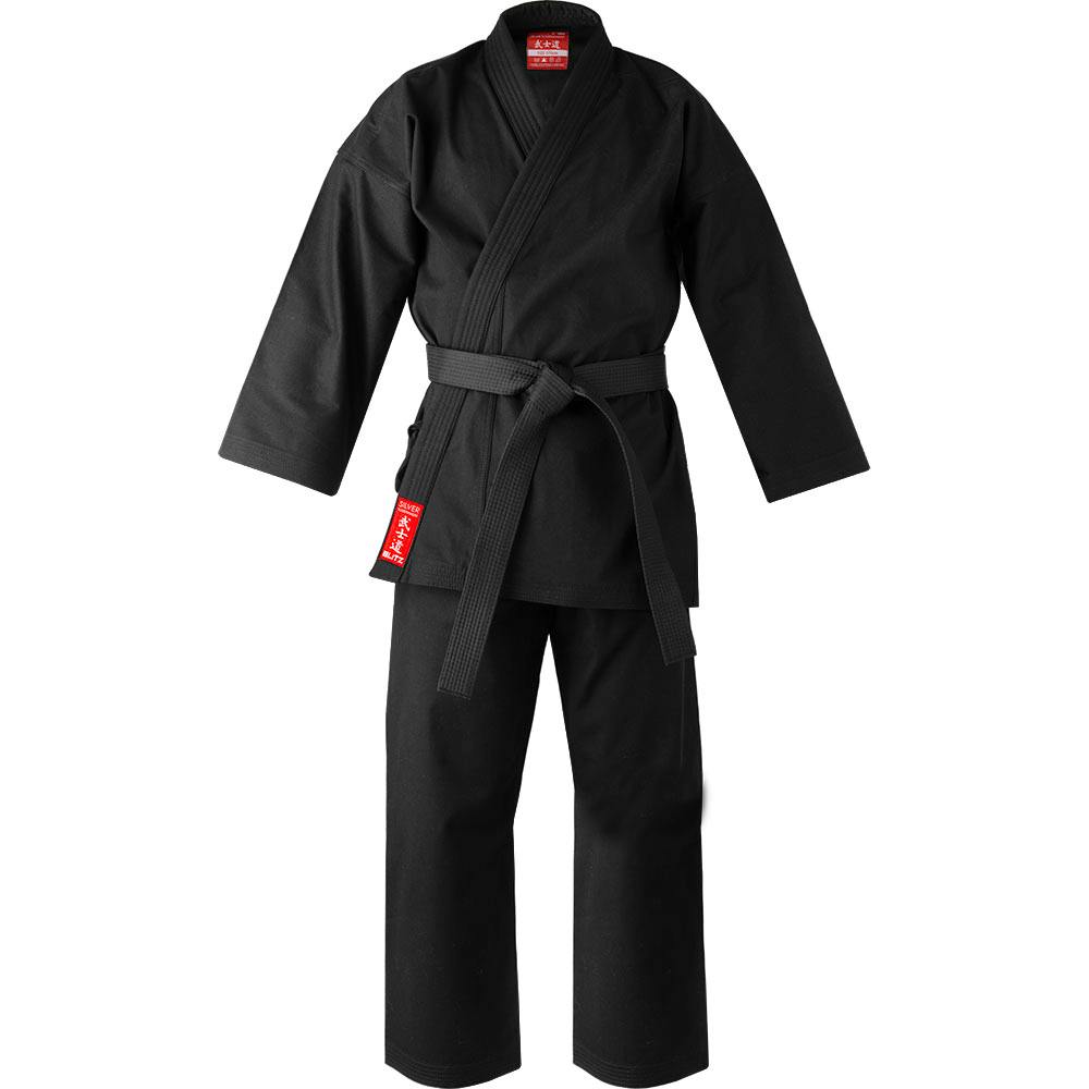 Image of Blitz Silver Tournament Kumite Karate Gi - Black