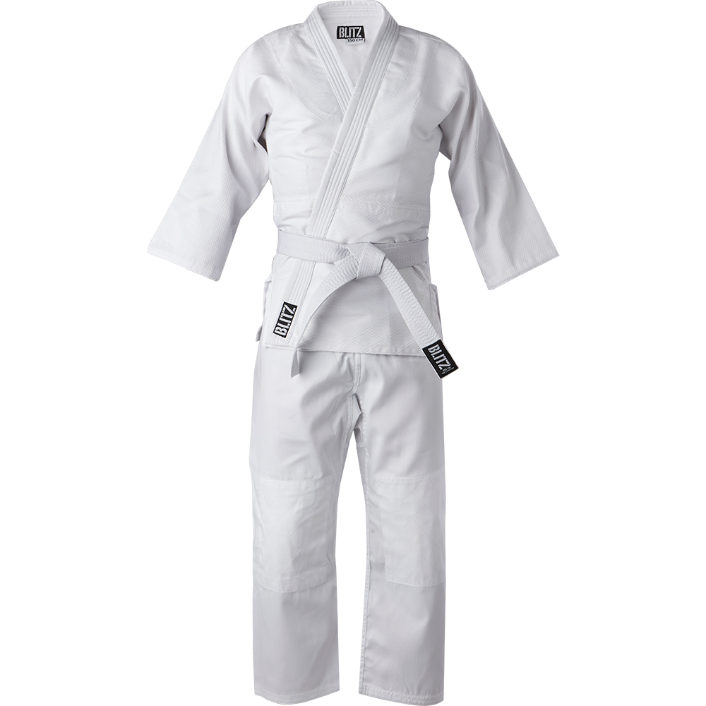 White & Free Belt 350gsm Blitz Kids Polycotton Student Judo Suit 