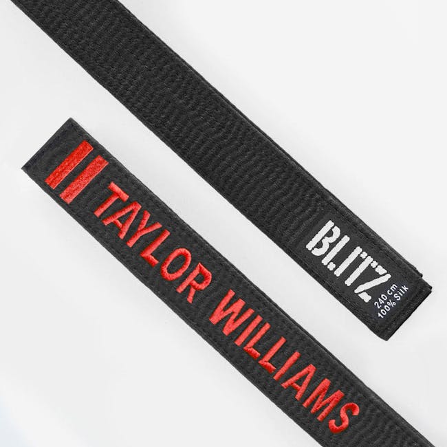 Blitz Personalised Black Belt - Customised One End
