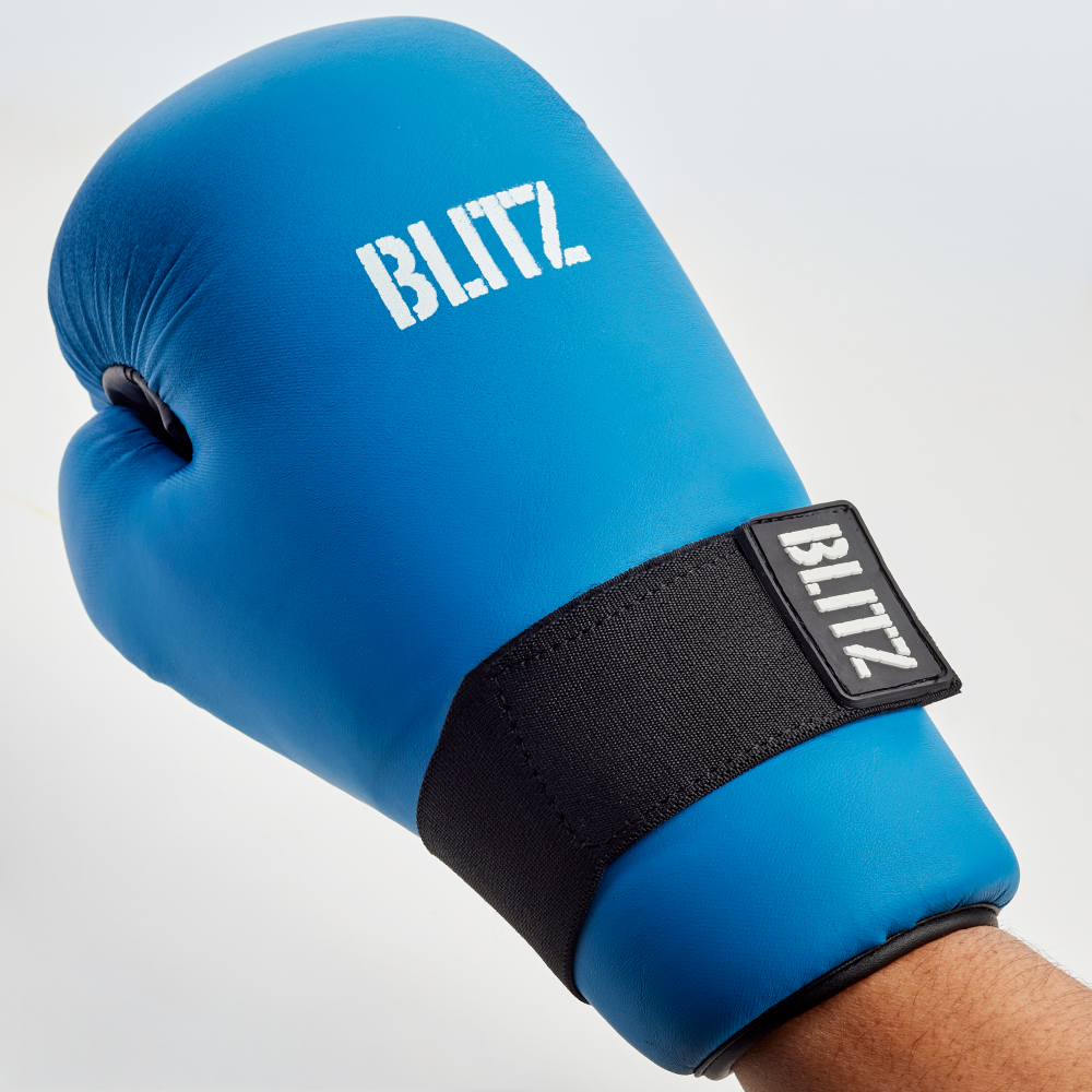 Blitz PU Semi Contact Open Palm Gloves Black Blue Red 