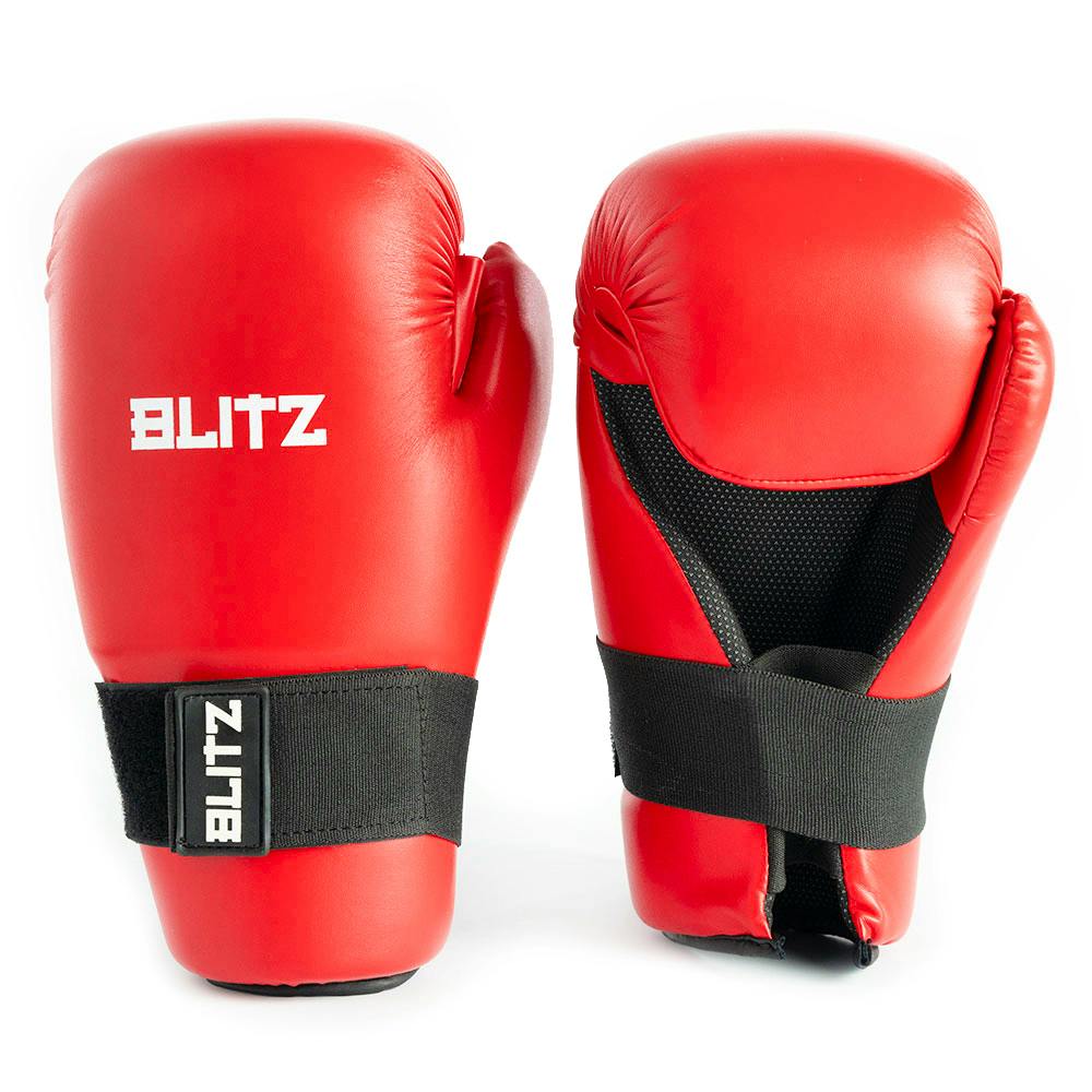 Image of Blitz Semi Contact Open Palm Gloves - Red