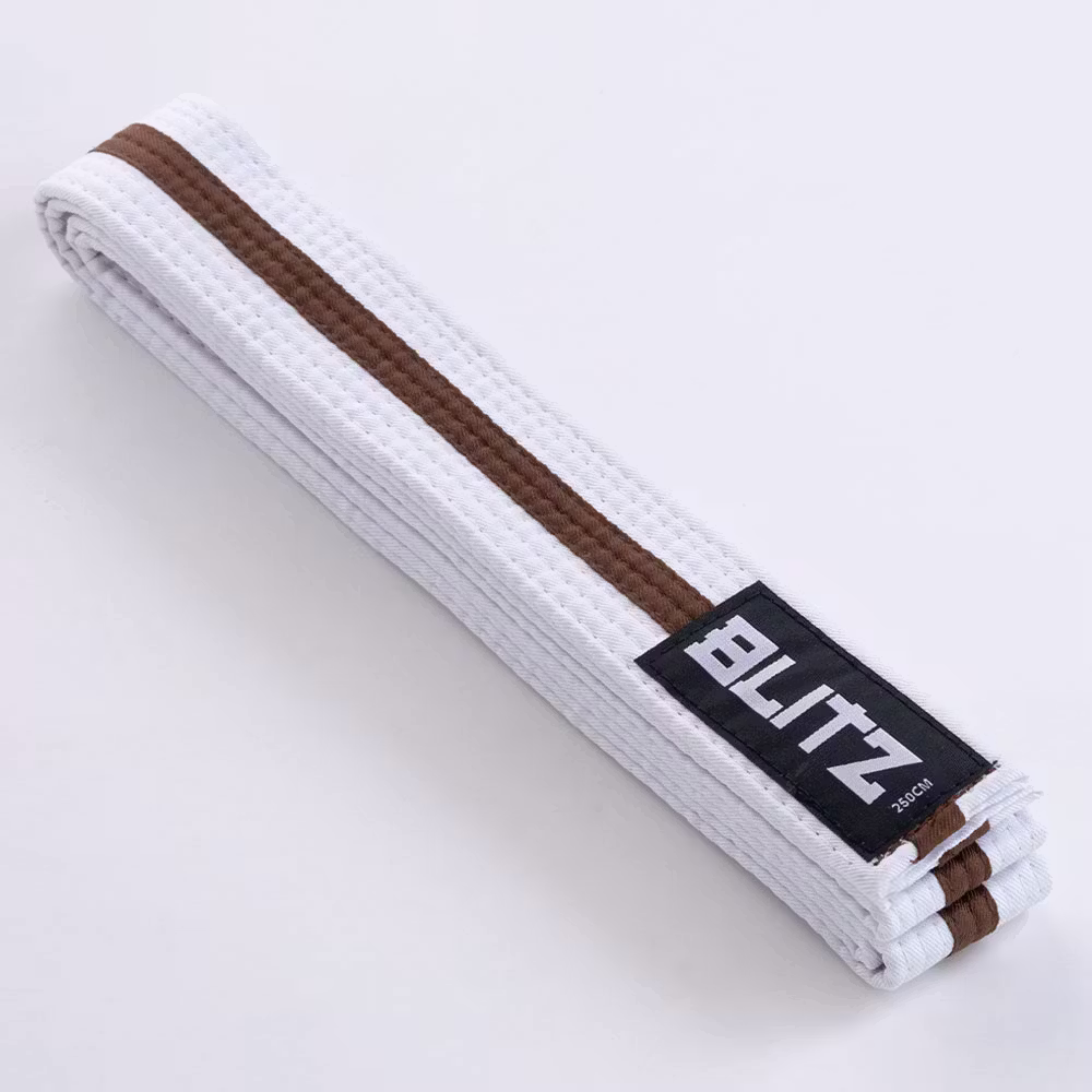 Image of Blitz White Belt / Colour Stripe - White / Brown