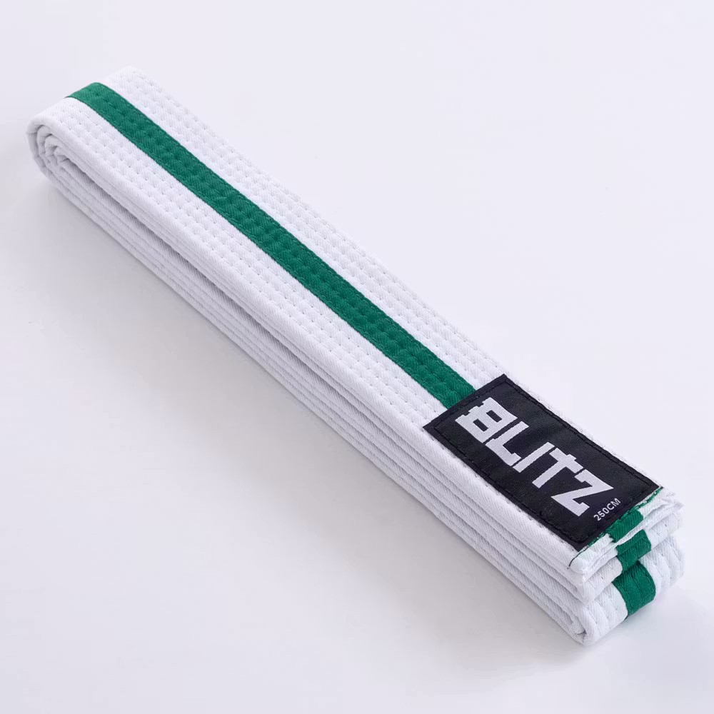 Image of Blitz White Belt / Colour Stripe - White / Green