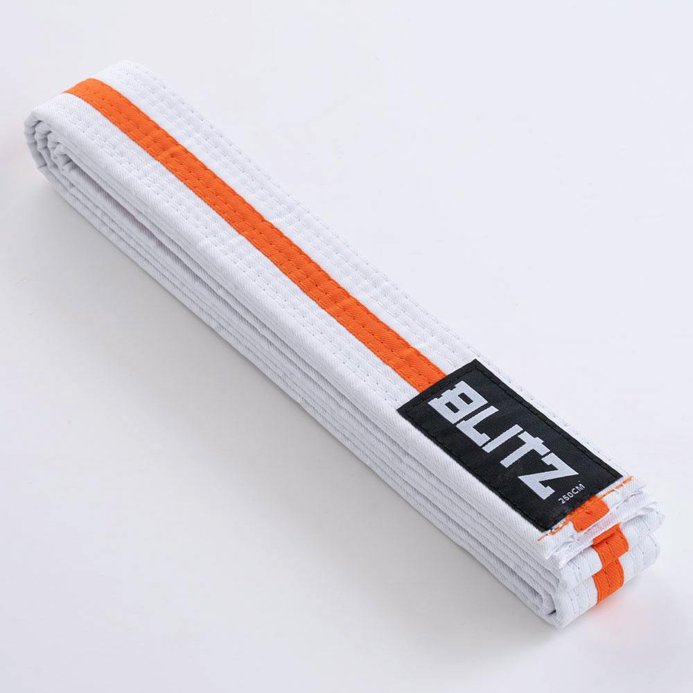 Image of Blitz White Belt / Colour Stripe - White / Orange - 200cm